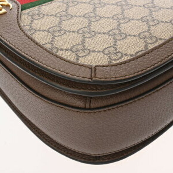 Gucci Ophidia Beige Ebony Brown GG Supreme Leather Shoulder Bag - Picture 6 of 10